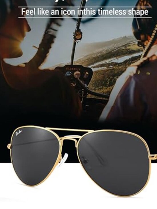 Unisex Classic Aviator Sunglasses Glass Lens Metal Frame UV400
